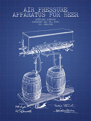 Recently Sold - Beer Digital Art - Apparatus for Beer Patent from 1900 - Blueprint by Aged Pixel