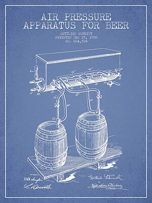 Recently Sold - Beer Digital Art - Apparatus for Beer Patent from 1900 - Light Blue by Aged Pixel
