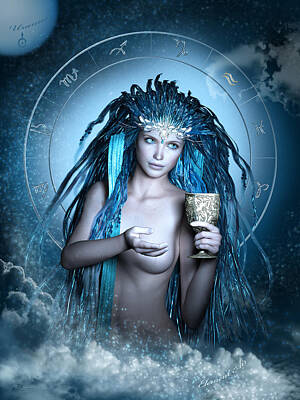 Nudes Digital Art - Aquarius Fantasy Zodiac by Britta Glodde