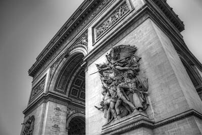 World War Two Production Posters Rights Managed Images - Arc de Triomphe in Black and White Royalty-Free Image by Jennifer Ancker