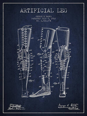 Irish Leprechauns - Artificial Leg Patent from 1912 - Navy Blue by Aged Pixel