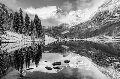 The Art Of Pottery - Aspen Colorados Maroon Bells in Black and White by Gregory Ballos
