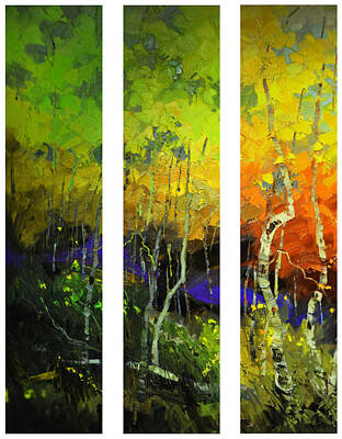 Abstract Landscape Digital Art Rights Managed Images - Aspens in Season Royalty-Free Image by Rob Hemphill