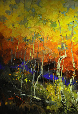 Abstract Landscape Digital Art Rights Managed Images - Aspens in the Fall Royalty-Free Image by Rob Hemphill