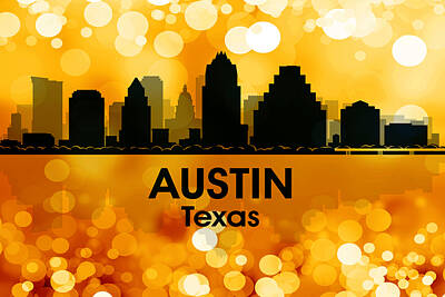 Abstract Skyline Mixed Media - Austin TX 3 by Angelina Tamez