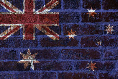 Sean Test - Australian Flag on Brick Background by Jit Lim