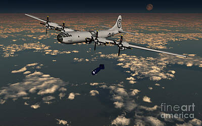 Transportation Digital Art - B-29 Superfortress Dropping Little Boy by Mark Stevenson