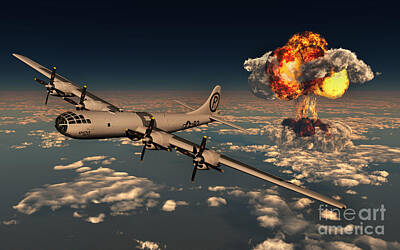 Transportation Digital Art - B-29 Superfortress Flying Away by Mark Stevenson