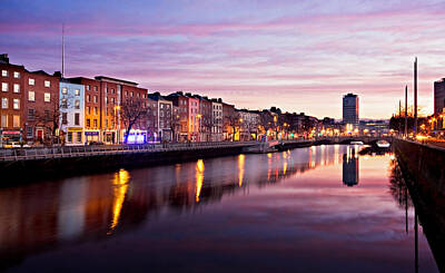 Abstract Square Patterns - Bachelors Walk and River Liffey at Dawn - Dublin by Barry O Carroll