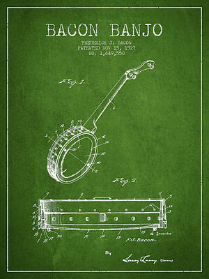 Hood Ornaments And Emblems - Bacon Banjo Patent Drawing From 1929 - Green by Aged Pixel