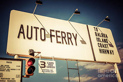 Food And Flowers Still Life - Balboa Island Auto Ferry Sign Newport Beach Picture by Paul Velgos