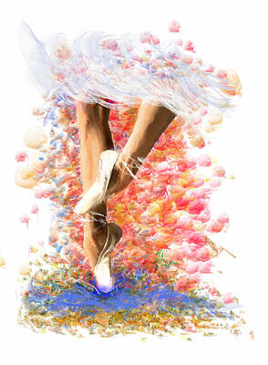 Athletes Paintings - Ballerina in Motion by Angela Stanton