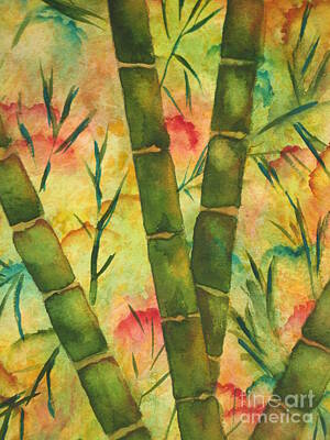 Abstract Flowers Paintings - Bamboo Garden by Chrisann Ellis