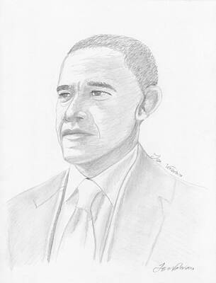 Politicians Drawings - Barack Obama by Martin Valeriano