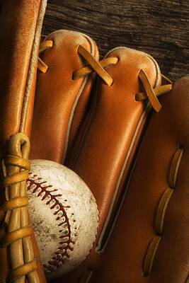 Baseball Photos - Baseball Glove And Baseball by Chris Knorr