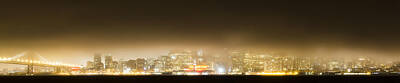 Go For Gold Rights Managed Images - Bay Area Nighttime Fog Royalty-Free Image by Bryant Coffey
