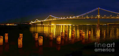 Whimsically Poetic Photographs - Bay Bridge at night by Wernher Krutein