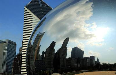 Skylines Royalty-Free and Rights-Managed Images - Chicago reflected in the Bean by Patrick Warneka