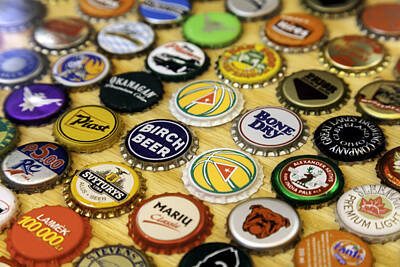 Beer Photos - Beer and Beverage Bottle Caps by Lynn Palmer