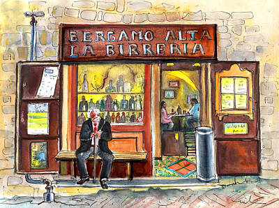 Beer Paintings - Bergamo Alta La Birreria by Miki De Goodaboom