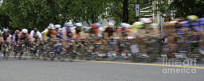Athletes Royalty Free Images - Bicycle Race Panorama Royalty-Free Image by Erin Cadigan
