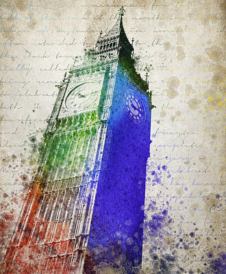 Cities Digital Art Royalty Free Images - Big Ben Royalty-Free Image by Aged Pixel