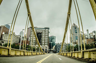 Abstract Works - Big empty bridge in downtown Pittsburgh Pennsylvania. by Alex Grichenko