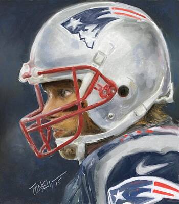 Football Mixed Media - Tom Brady Big game portrait by Mark Tonelli
