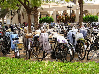 Fairies Sara Burrier Royalty Free Images - Bikes waiting for their owners Royalty-Free Image by Amanda Mohler