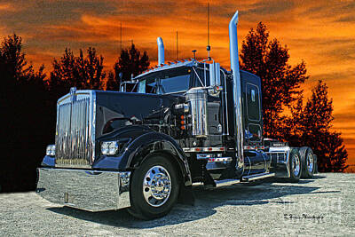 Transportation Royalty-Free and Rights-Managed Images - Black Kenworth by Randy Harris
