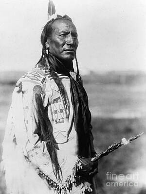 Purely Purple - Blackfoot man with braided sweet grass ropes by Celestial Images