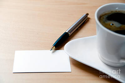 Royalty-Free and Rights-Managed Images - Blank card and a cup of coffee by Michal Bednarek