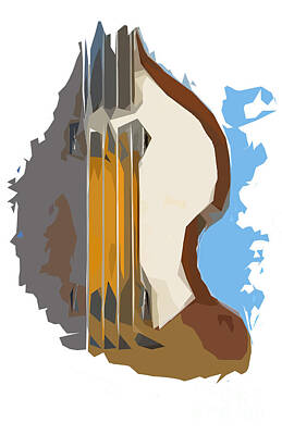 Musician Digital Art - Blue Bass 2 by Drawspots Illustrations