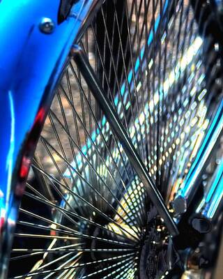 Jerry Sodorff Royalty-Free and Rights-Managed Images - Blue Bike Spokes 28992 by Jerry Sodorff