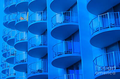 Abstract Ink Paintings In Color - Blue hotel balcony abstract. by Don Landwehrle