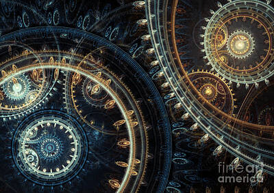 Steampunk Digital Art - Blue time by Martin Capek