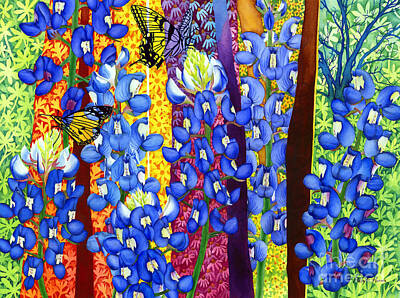 Abstract Stripe Patterns - Bluebonnet Garden by Hailey E Herrera
