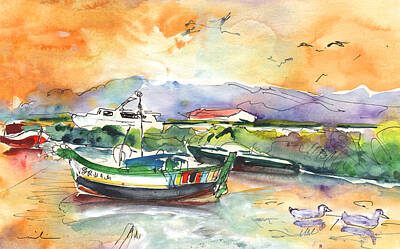 Us State Map Designs - Boats in Carrasqueira in Portugal 03 by Miki De Goodaboom