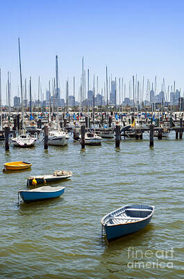Abstract Animalia Royalty Free Images - Boats in Melbourne Bay Royalty-Free Image by THP Creative