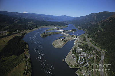 Light Abstractions - Bonneville Dam Aerial View by Jim Corwin