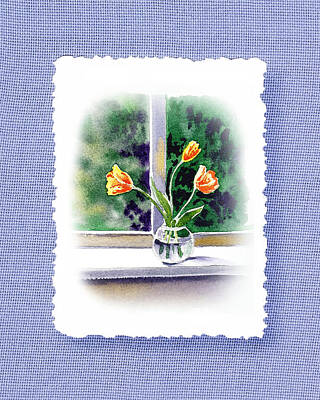 Impressionism Royalty-Free and Rights-Managed Images - Botanical Impressionism Tulip Bouquet by Irina Sztukowski