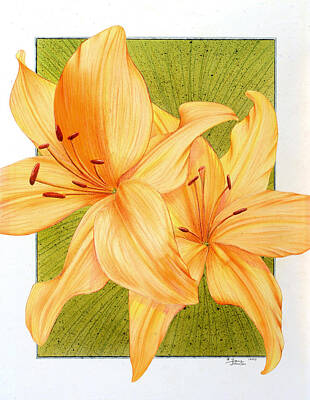 Best Sellers - Lilies Mixed Media - Bounding Bloom by Sam Davis Johnson