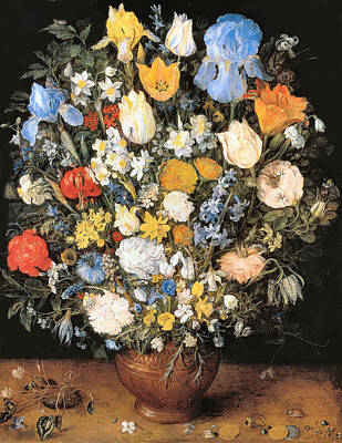 Recently Sold - Florals Digital Art - Bouquet in a Clay Vase by Jan Brueghel