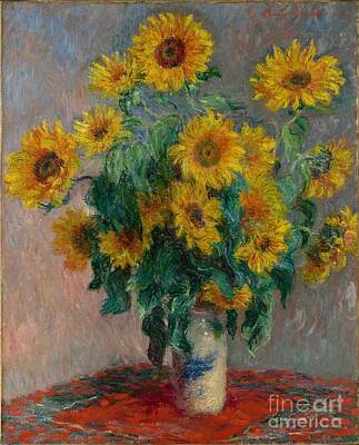 Sunflowers Paintings - Bouquet of Sunflowers by Celestial Images
