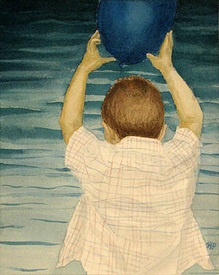Pixel Art Mike Taylor - Boy Holding A Balloon By A Lake by Tanya Petruk
