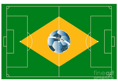 Football Digital Art - Brazil football field by Michal Boubin