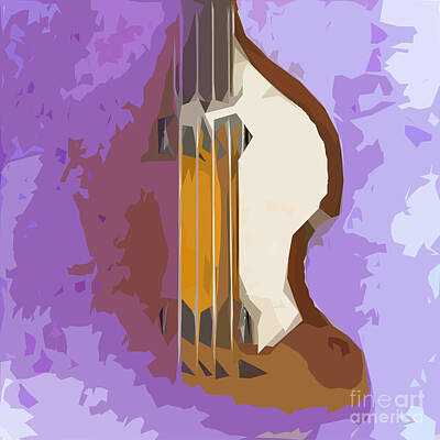 Musicians Mixed Media - Brown Bass Purple Background 5 by Drawspots Illustrations