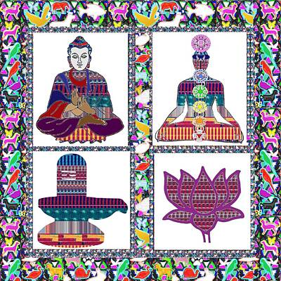 Airplane Paintings Royalty Free Images - Buddha Yoga Chakra Lotus ShivaLinga Meditation Navin Joshi Rights Managed Images Graphic Design is a Royalty-Free Image by Navin Joshi