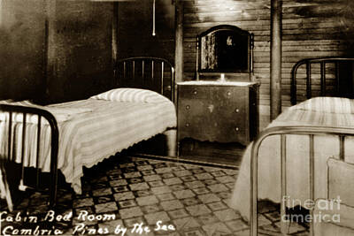 Whimsical Flowers - Cabin Bed Room Cambria Pines by the Sea circa 1935 by Monterey County Historical Society