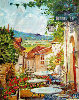 Impressionism Paintings - Cafe Provence Morning by David Lloyd Glover